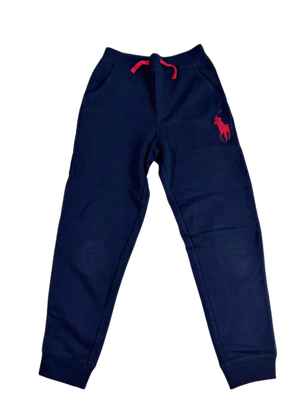 Polo by Ralph Lauren Navy Sweatpants with Red Logo & Drawstring Boys L